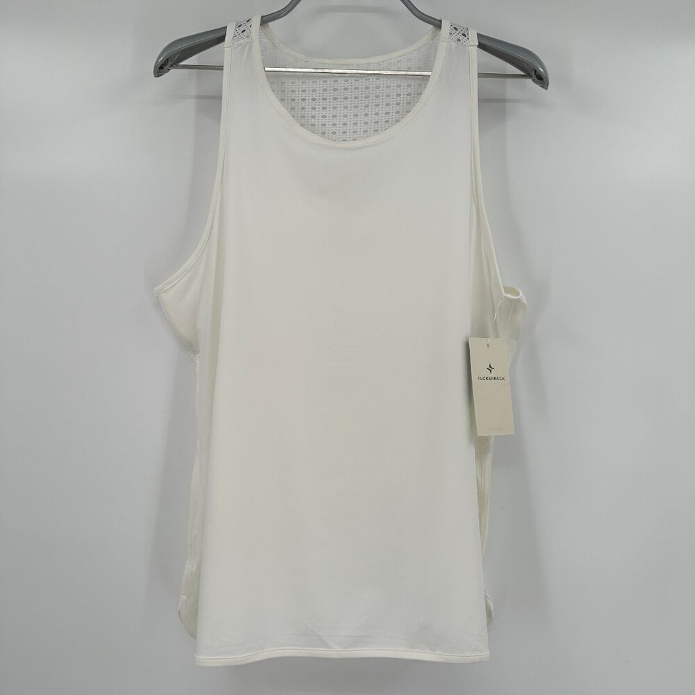 Tuckernuck Tnuck Sport Women's White Cane Racerback Tank Top Athletic sz L NWT